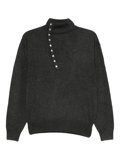 Isabel Marant Calsia High-neck Stud-detail Sweater In Black