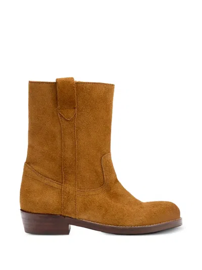 Isabel Marant Camea Western-inspired Ankle Boots In Orange