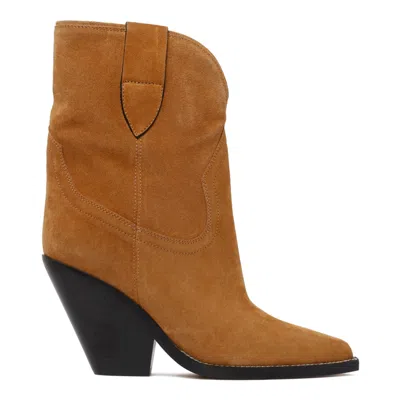 Isabel Marant Camel Brown Calf Suede Boots In Blue