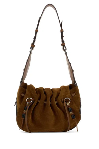 Isabel Marant Camel Suede Bolton Shoulder Bag In Brown