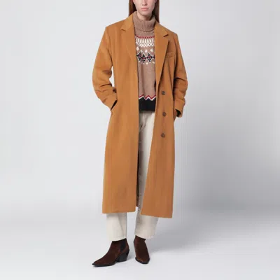 Isabel Marant Camel Wool Blend Coat In Brown