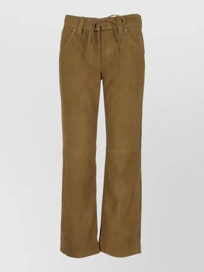 Isabel Marant Camilany Tailored Pants Belt Loops Pockets In Brown