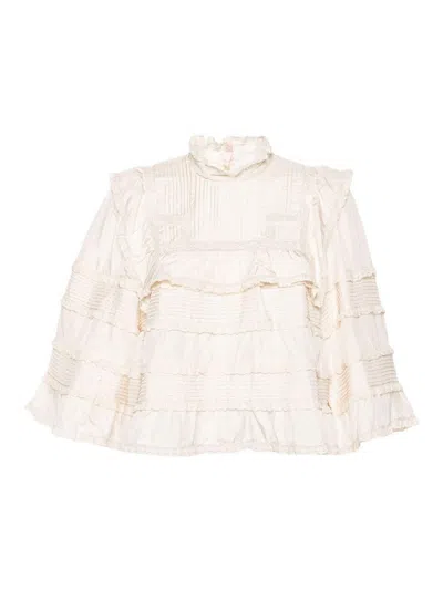 Isabel Marant Zalmara Lace-trim Silk Blouse In White