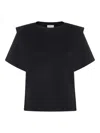 Isabel Marant Zelitos Pleated Cotton-jersey T-shirt In Black