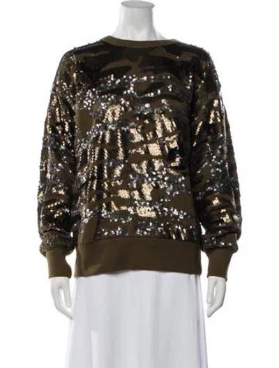 Pre-owned Isabel Marant Camouflage Print Crew Neck Sweatshirt In Green