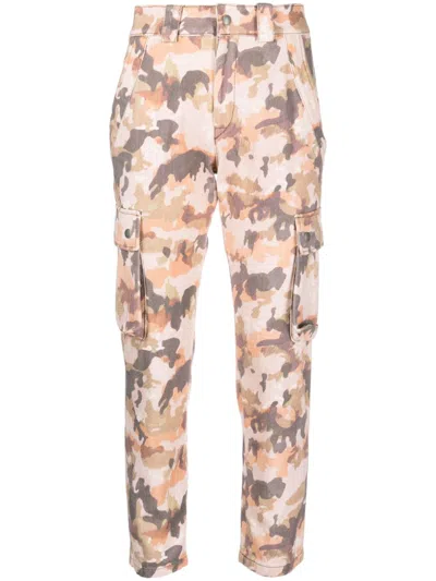 Isabel Marant Camouflage-print Cropped Jeans In Brown