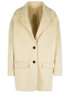 Isabel Marant 'campbelle' Beige Virgin Wool Blend Coat Women In Beige