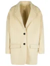Isabel Marant 'campbelle' Beige Virgin Wool Blend Coat Women In Beige