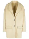 Isabel Marant 'campbelle' Beige Virgin Wool Blend Coat Women In Cream