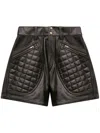 Isabel Marant Candice Mini Shorts In Quilted Leather In Black