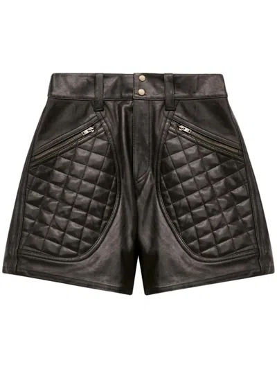 Isabel Marant Candice Quilted Leather Shorts In Black