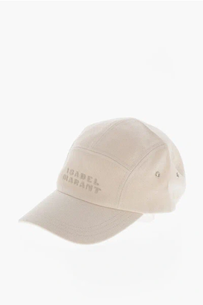Isabel Marant Canvas Baseball Cap With Embroidered Logo In Neutral