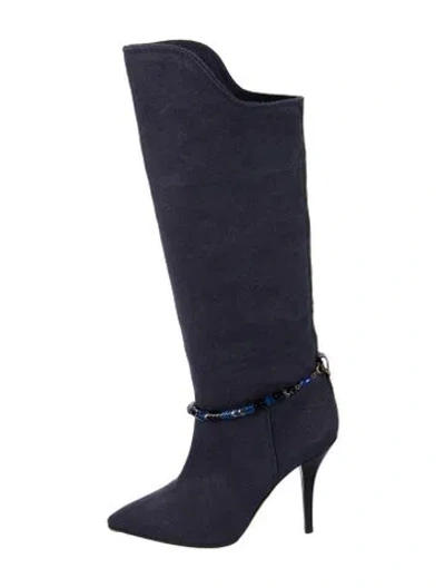 Pre-owned Isabel Marant Canvas Beaded Accents Boots In Blue