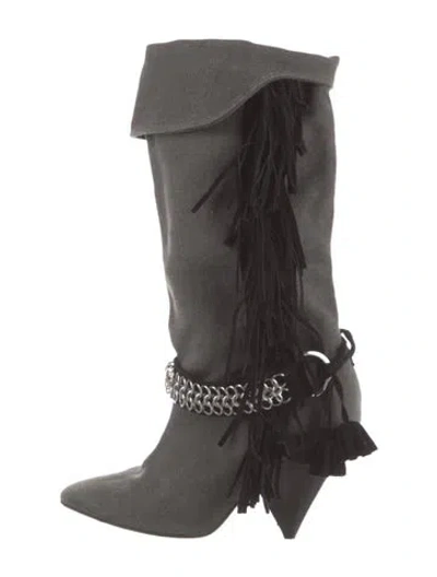 Pre-owned Isabel Marant Canvas Chain-link Accents Boots In Gray