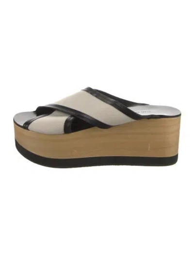 Pre-owned Isabel Marant Canvas Colorblock Pattern Slides In Neutral