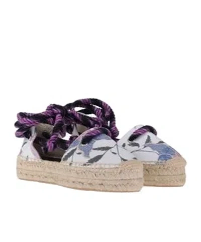 Isabel Marant Canvas Floral Ankle Strap Wedge Sandals In Multi