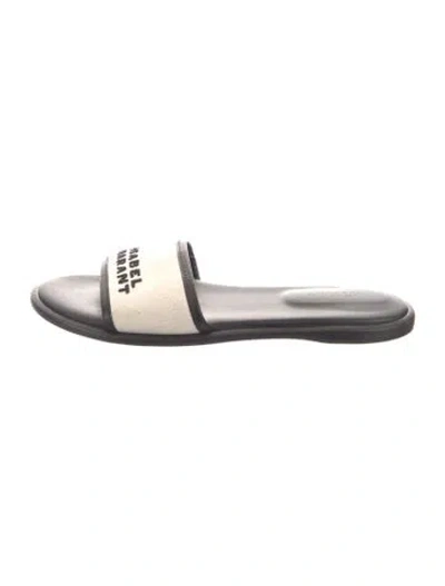 Pre-owned Isabel Marant Canvas Graphic Print Slides In Neutrals