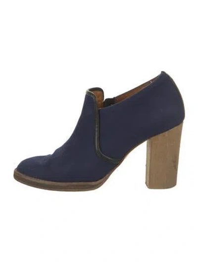 Pre-owned Isabel Marant Canvas Leather Trim Embellishment Boots In Blue