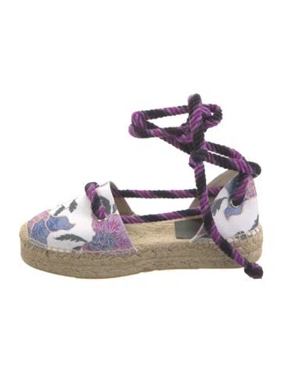 Pre-owned Isabel Marant Canvas Printed Espadrilles In White