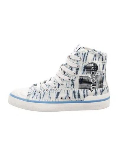 Pre-owned Isabel Marant Canvas Printed Gladiator Sandals In White