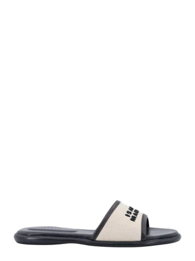ISABEL MARANT CANVAS SANDALS WITH EMBOSSWD LOGO EMBROIDERY