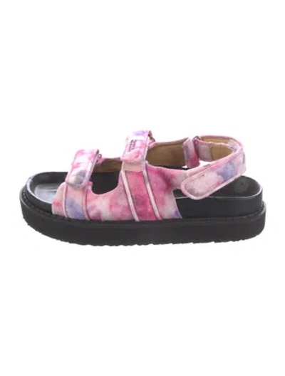 Pre-owned Isabel Marant Canvas Tie-dye Print Slides In Pink