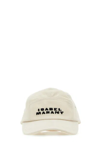 Isabel Marant Cotton Baseball Cap Curved Visor In Ecrublack