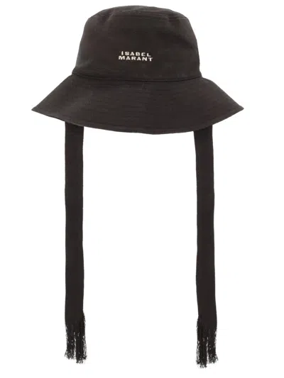 Isabel Marant Bucket Hat With Embroidered Logo In Brown