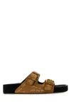 Isabel Marant Lennyo Studded Suede Dual-buckle Sandals In Cognacgold