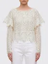 Isabel Marant Hyliana Knit Cotton Lace Top In White