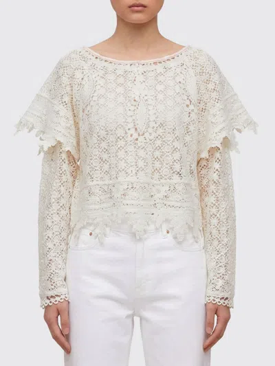 Isabel Marant Hyliana Knit Cotton Lace Top In White