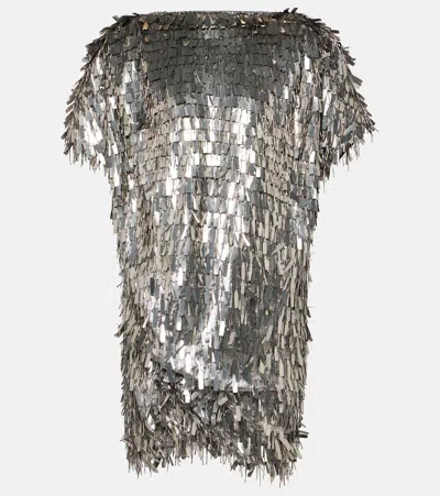 Isabel Marant Carla Embellished Silk-blend Minidress In Silver