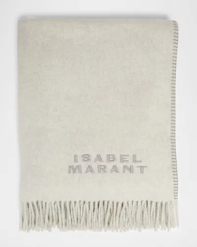 Isabel Marant Carmel Embroidered Wool Shawl In Gray