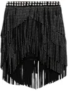 Isabel Marant Carmelia Studded Fringed Mini Skirt In 黑色