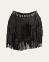 Isabel Marant Carmelia Studded Fringed Mini Skirt In Black