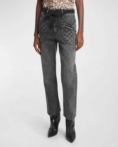 Isabel Marant Casandre Loose Denim Pants In Dark Grey