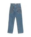 Isabel Marant High-waisted Denim Trousers Diamond-quilted Detailing In Blue