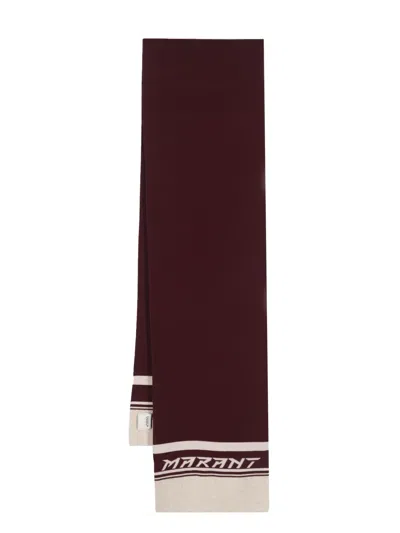 Isabel Marant Logo-knitted Striped Scarf In Violett