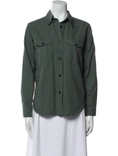 Pre-owned Isabel Marant Cashmere Long Sleeve Button-up Top In Green