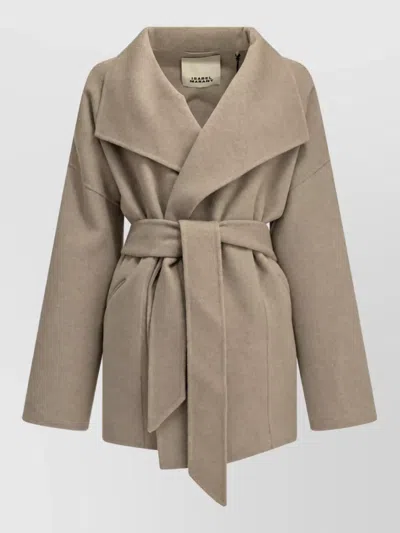 Isabel Marant Cashmere Wool Short Single Breasted Coat In Neutral