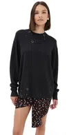 Isabel Marant Cassandre Embellished Distressed Knitted Sweater In Gray
