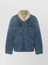 Isabel Marant Casual Jacket With Shearling Collar And Pockets In Blue