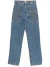 Isabel Marant High-waisted Denim Trousers Diamond-quilted Detailing In Blue