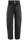 Isabel Marant Catarina Quilted High-rise Tapered Jeans In Grey