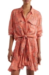 ISABEL MARANT CATHY LONG SLEEVE COTTON & SILK BUTTON-UP SHIRT