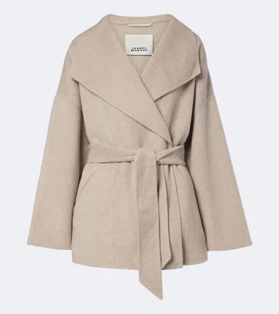 Isabel Marant Ceaton Wool And Cashmere Wrap Coat In Neutral
