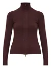 Isabel Marant Cecile High-neck Zip-front Cardigan In Burgundy
