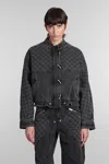 Isabel Marant Celiany Quilted Denim Jacket In Grey