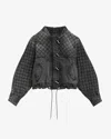 Isabel Marant Celiany Quilted Denim Bomber Jacket In Dark Gray