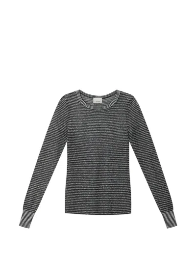 Isabel Marant Cenaya Striped-knit T-shirt In Gray